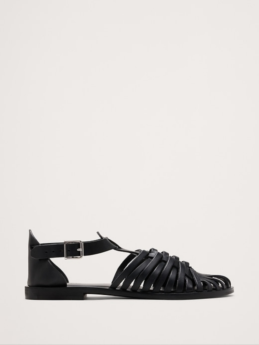 Banana Republic Black Braided Italian Leather Fisherman Sandal Size 6 (EU36 1/2)